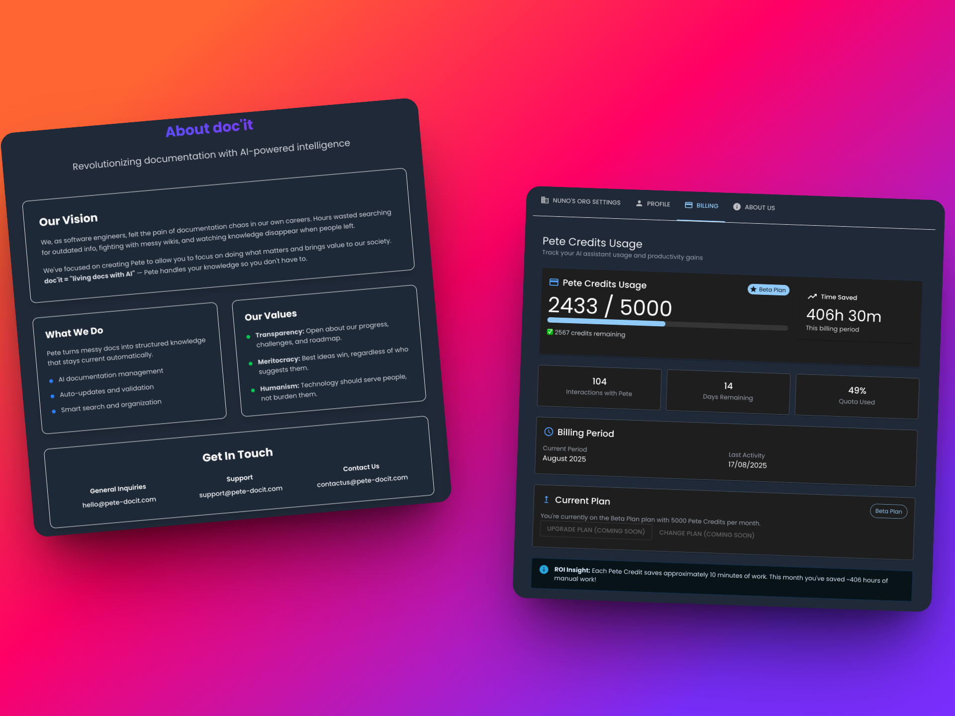 About Us and Billing